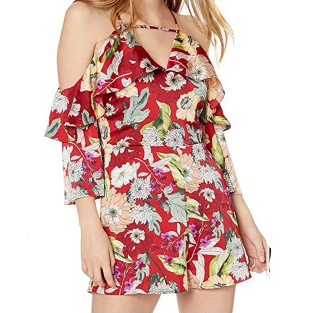 GUESS Aurora Ruffle Red Romper